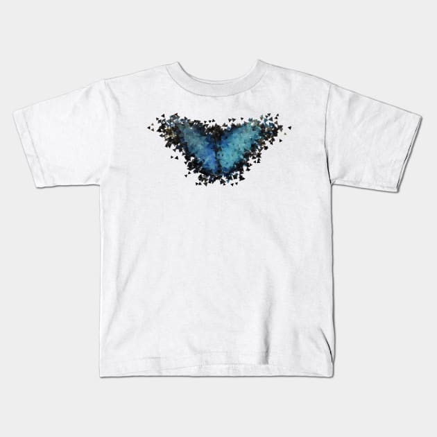 Blue Morpho Butterfly Kids T-Shirt by DigitalShards